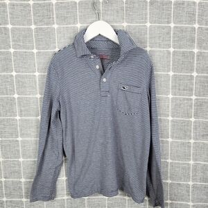 Vineyard Vines Navy and White Striped Long-Sleeve Polo Shirt
